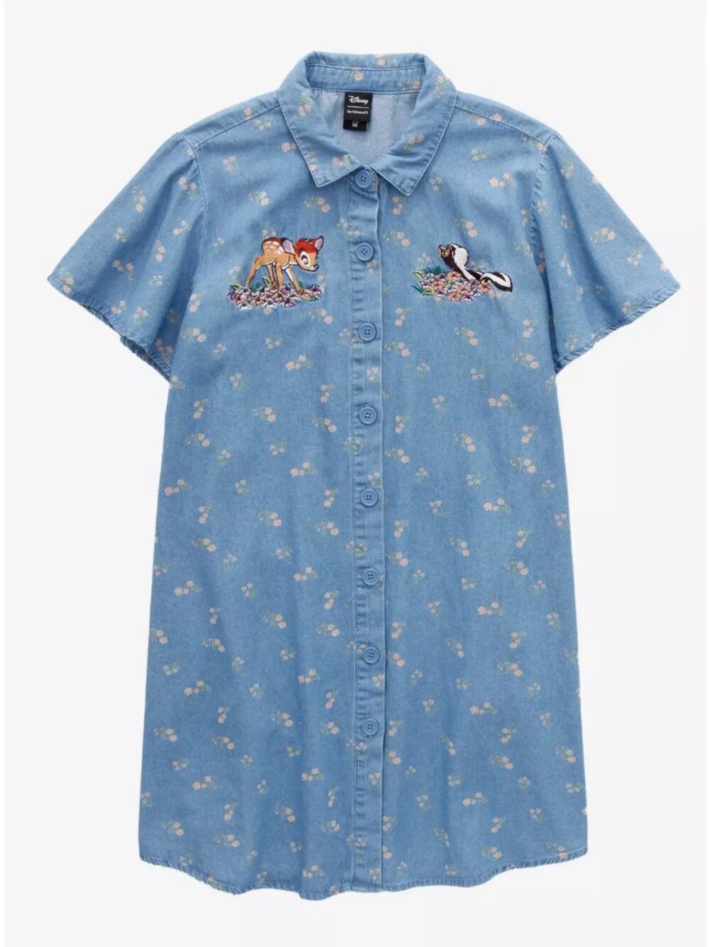 Disney Her Universe Bambi & Flower Button-Front Denim Dress Size Large NWT
